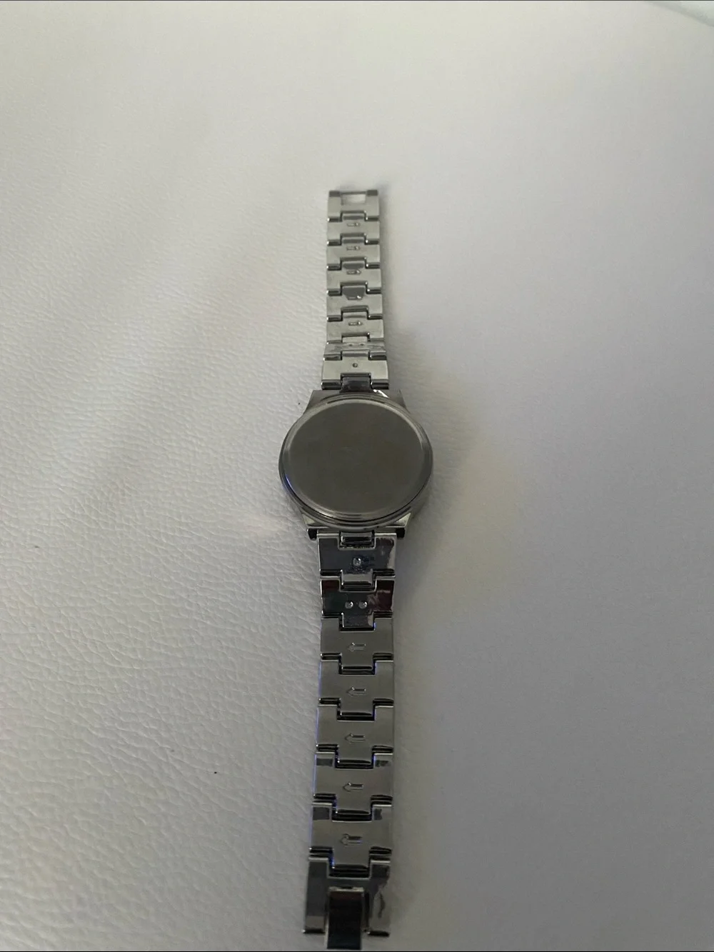 Unisex Women’s Men Silver Crystal Rhinestone Round LED Metal Strap Timer Watch